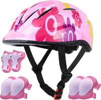 Lamsion Kids Helmet Adjustable Protective Gear Set for Ages 3-8 Girls - Pink
