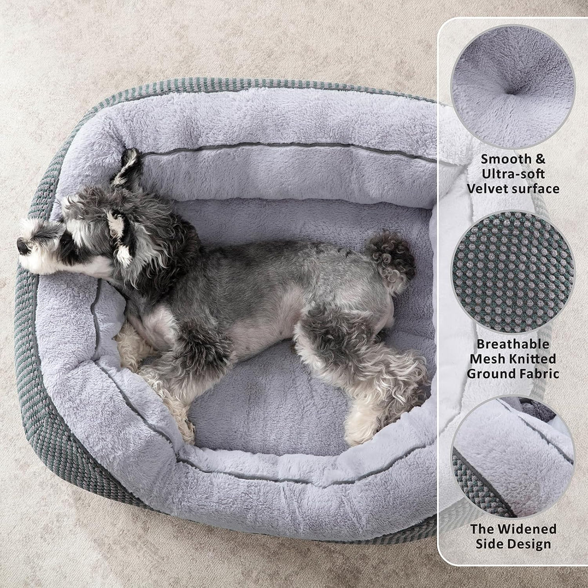 Medium Dog Beds for Medium Dogs Washable - S PLUS (25"x21"x8") / Grey - image 2