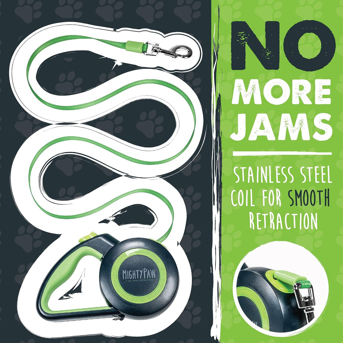 Mighty Paw Retractable Dog Leash, for Large Dogs, Auto-Locking - Original Green / 50 - 110 lbs - image 3