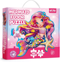 BenBen mermaid floor puzzle for kids, 52 large cardboard pieces with carrying box - view 3