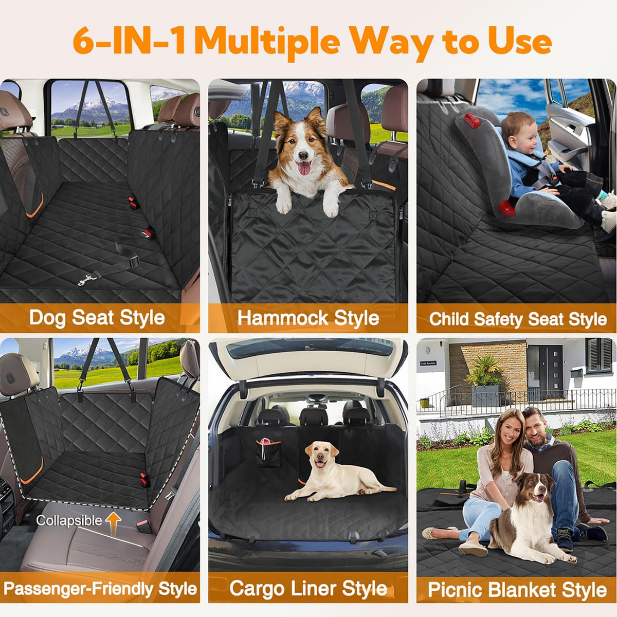 Kytely Dog Car Seat Cover for Back Seat - Black / Standard - image 4