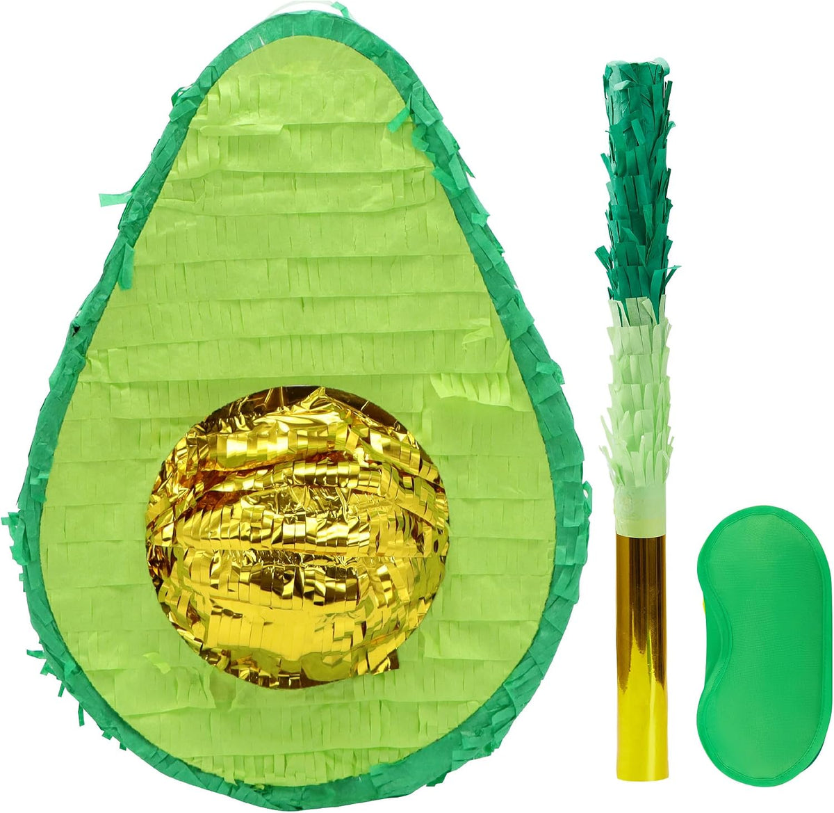 JOYIN Pumpkin Piñata Set, Foldable 10.5 x 16 Inch Jack-O’-Lantern Piñata with Stick and Blindfold - Avocado Pinata Set-3pcs