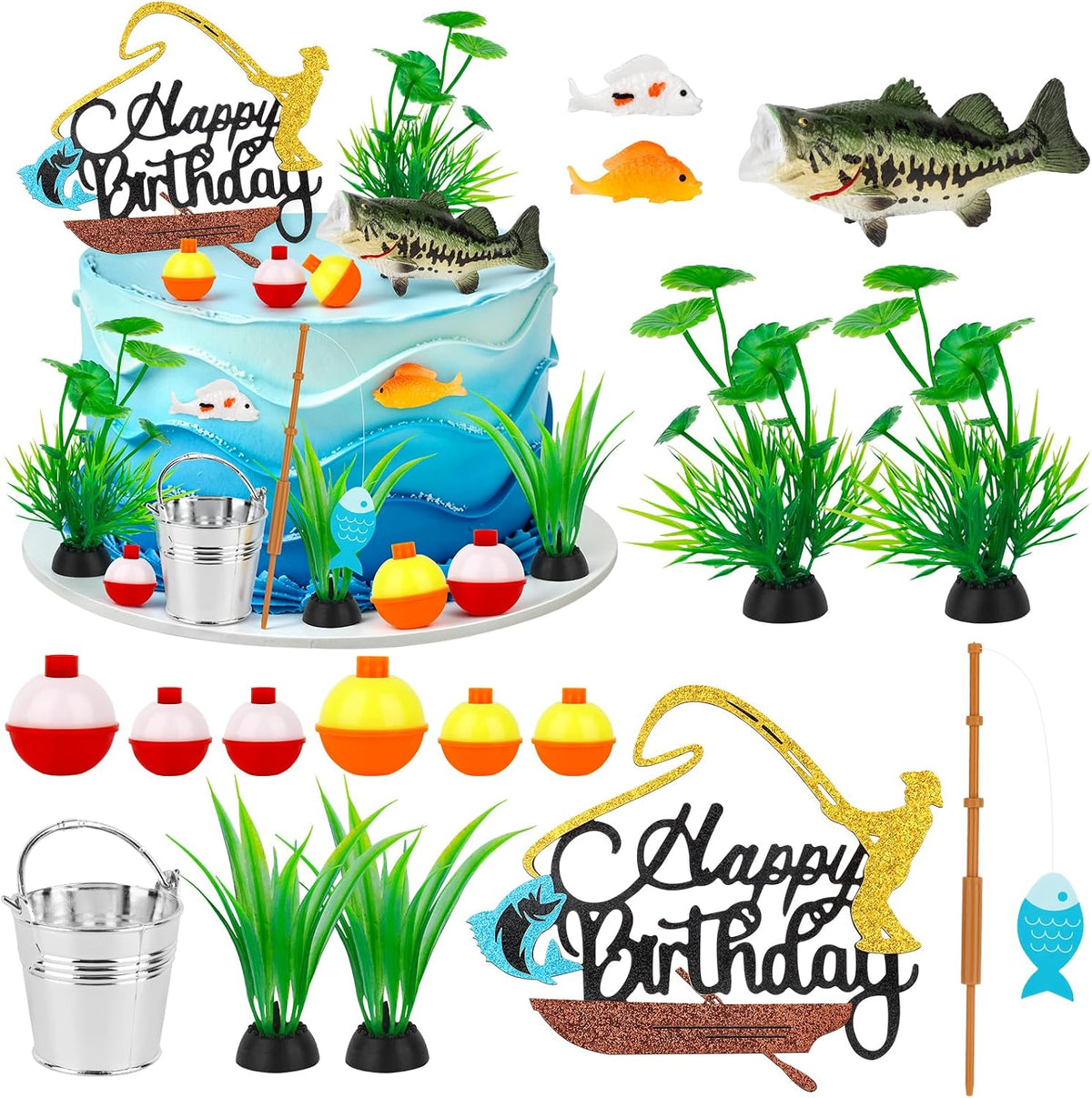 Hooqict 43 piece Halloween cake topper set with sign, tombstone, skulls, trees and spiders - view 5