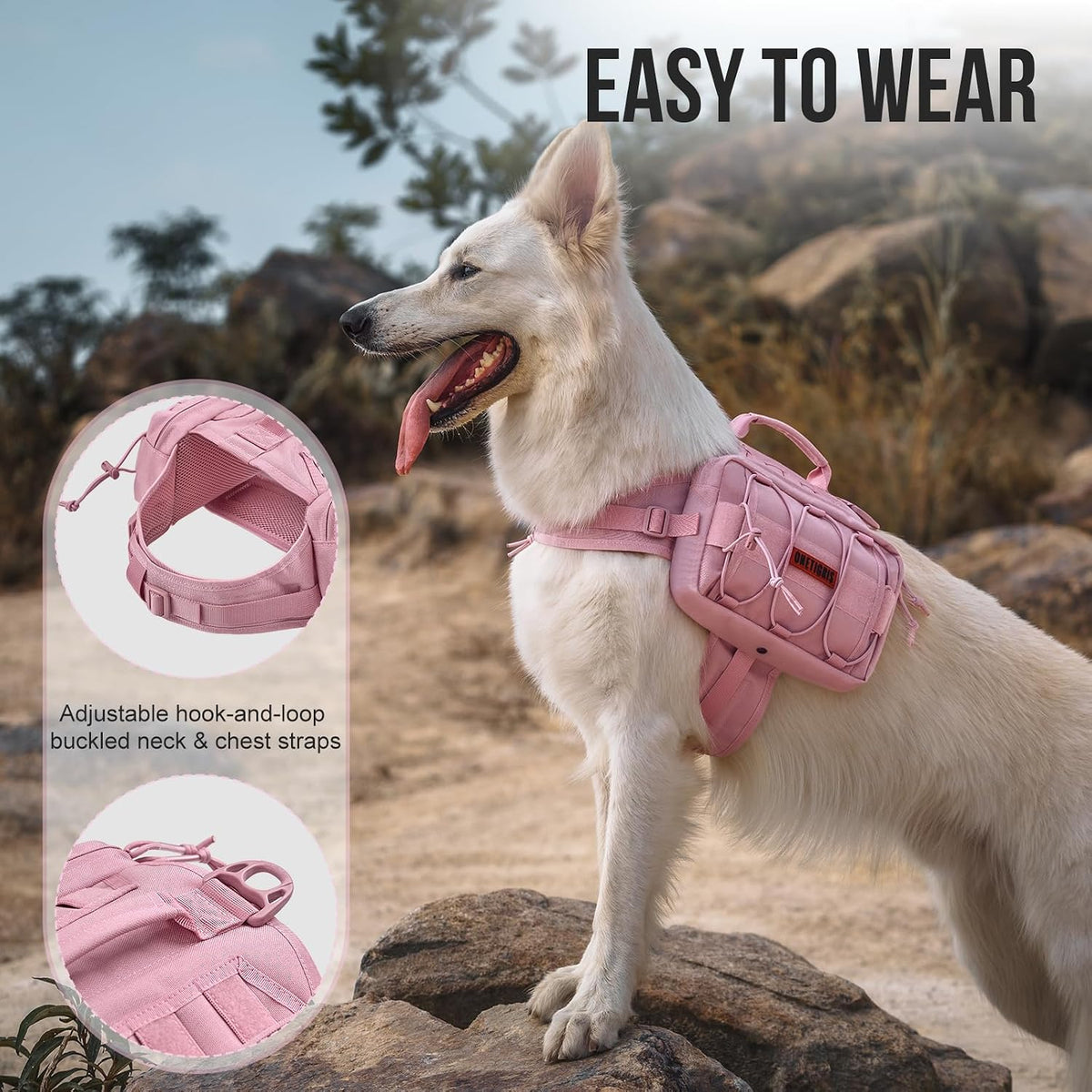 OneTigris Dog Backpack for Medium & Large Dogs - Pink / Large - image 4