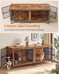 Feandrea 38" Dog Crate Furniture - Rustic Brown / 70.9"L x 23.6"W x 28.9"H - image 4