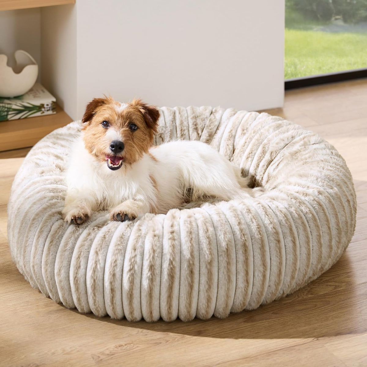 Bedsure ComfyFleece Donut Dog Bed Medium Size Dog with Washable Cover – Essentials for Dogs - M (30x30x8) / Amphora