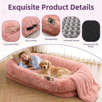 Grey Human Dog Bed, 71''x45''x12'' Size Fits Adult and Pet - Pink - image 3