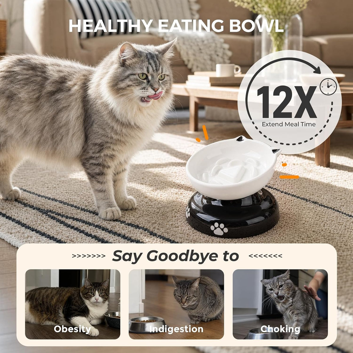 Y YHY Ceramic Cat Slow Feeder - White / 6 inches - image 2
