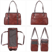 Dog Carrier Purse, Fashion Leather Pet Carrier with Pockets - Coffee - image 3