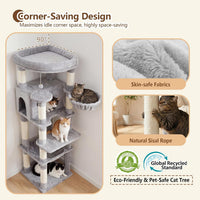 Heybly 53.1" Corner Cat Tree for Large Cats - Light Gray / 53 inch - image 4