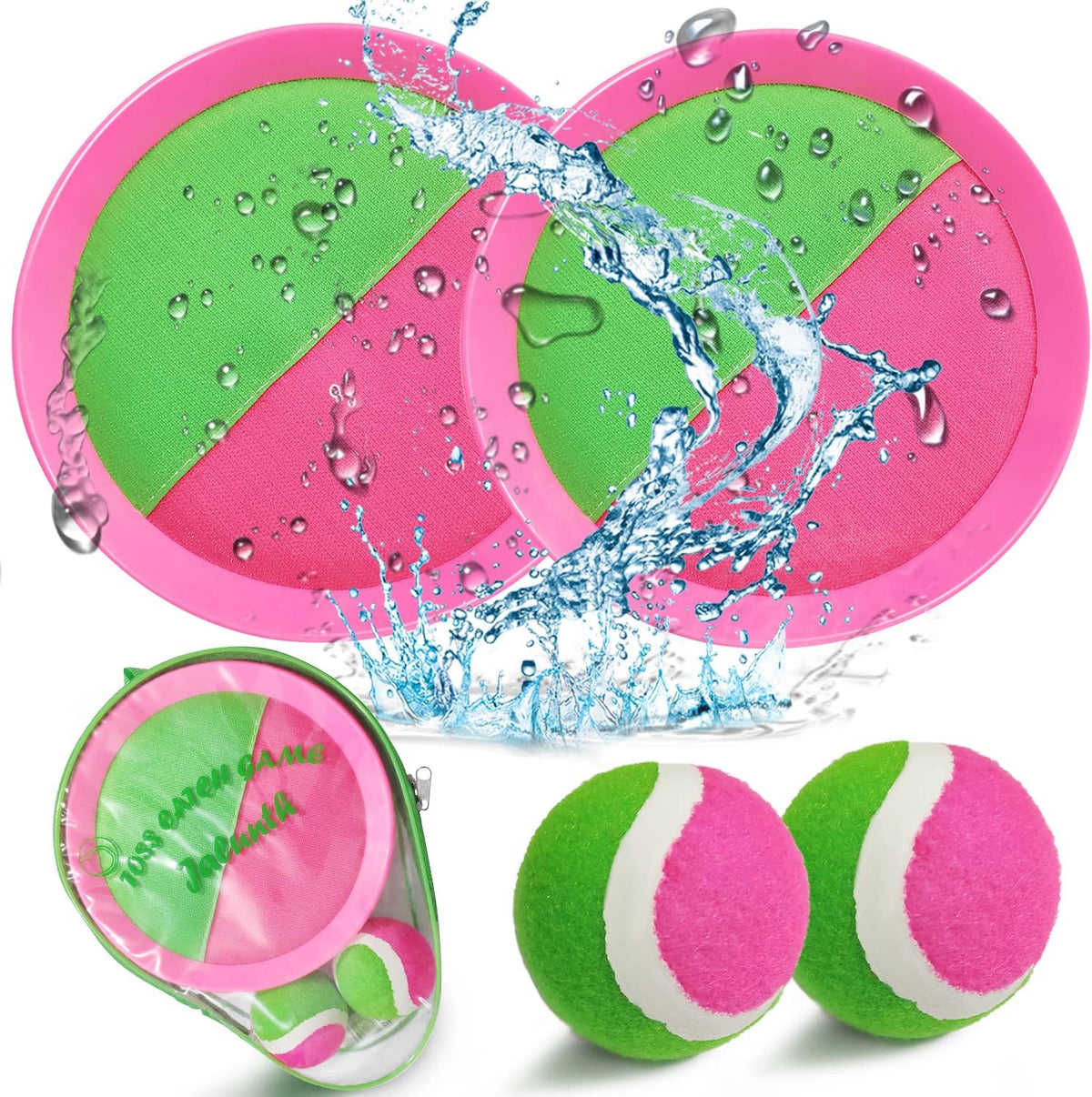 Jalunth Ball Catch Set Games Toss Paddle - Pink / 2