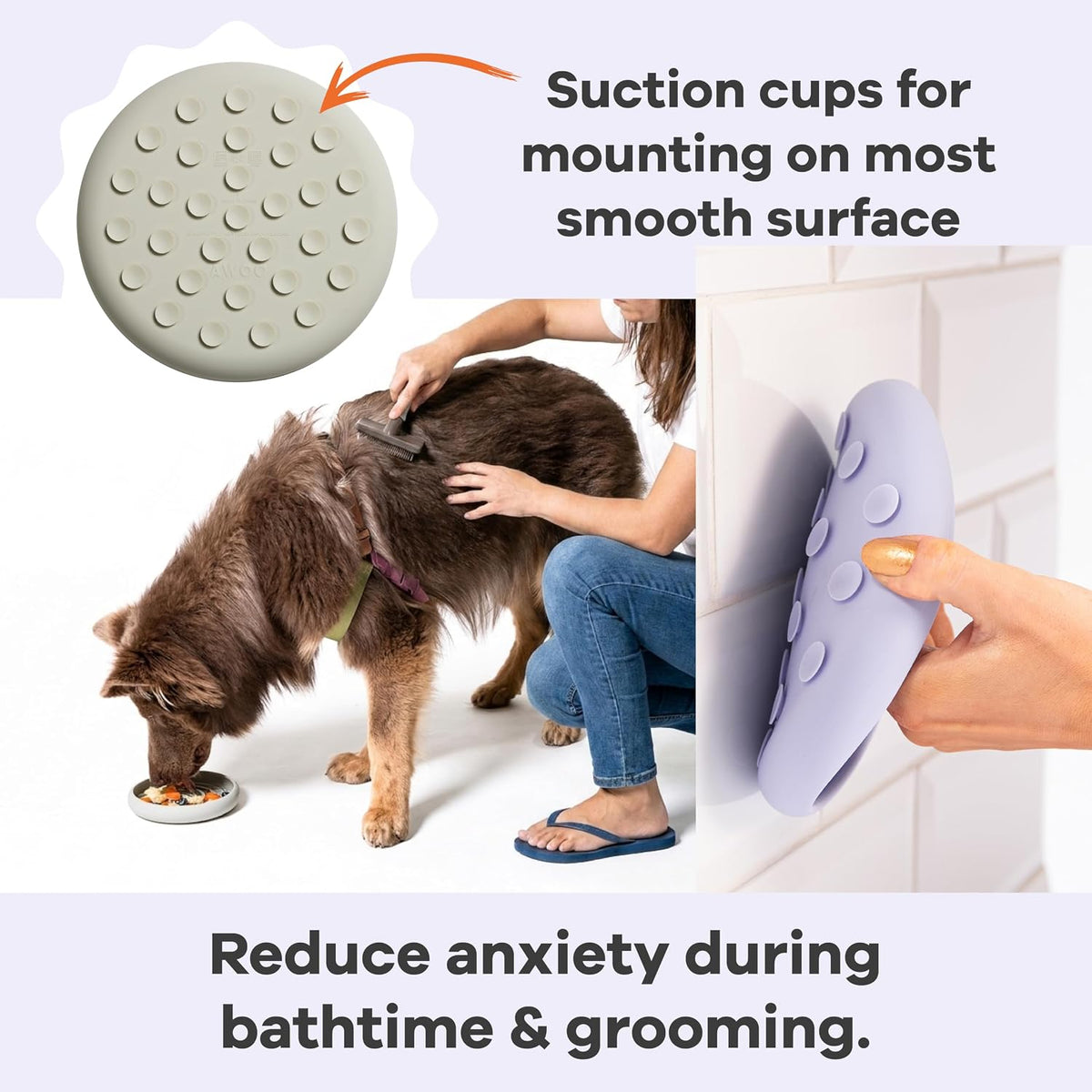 Lick Dish, Silicone Lick Mat + Slow Feeder for Cats & Small Dogs - Sage / Large - image 4