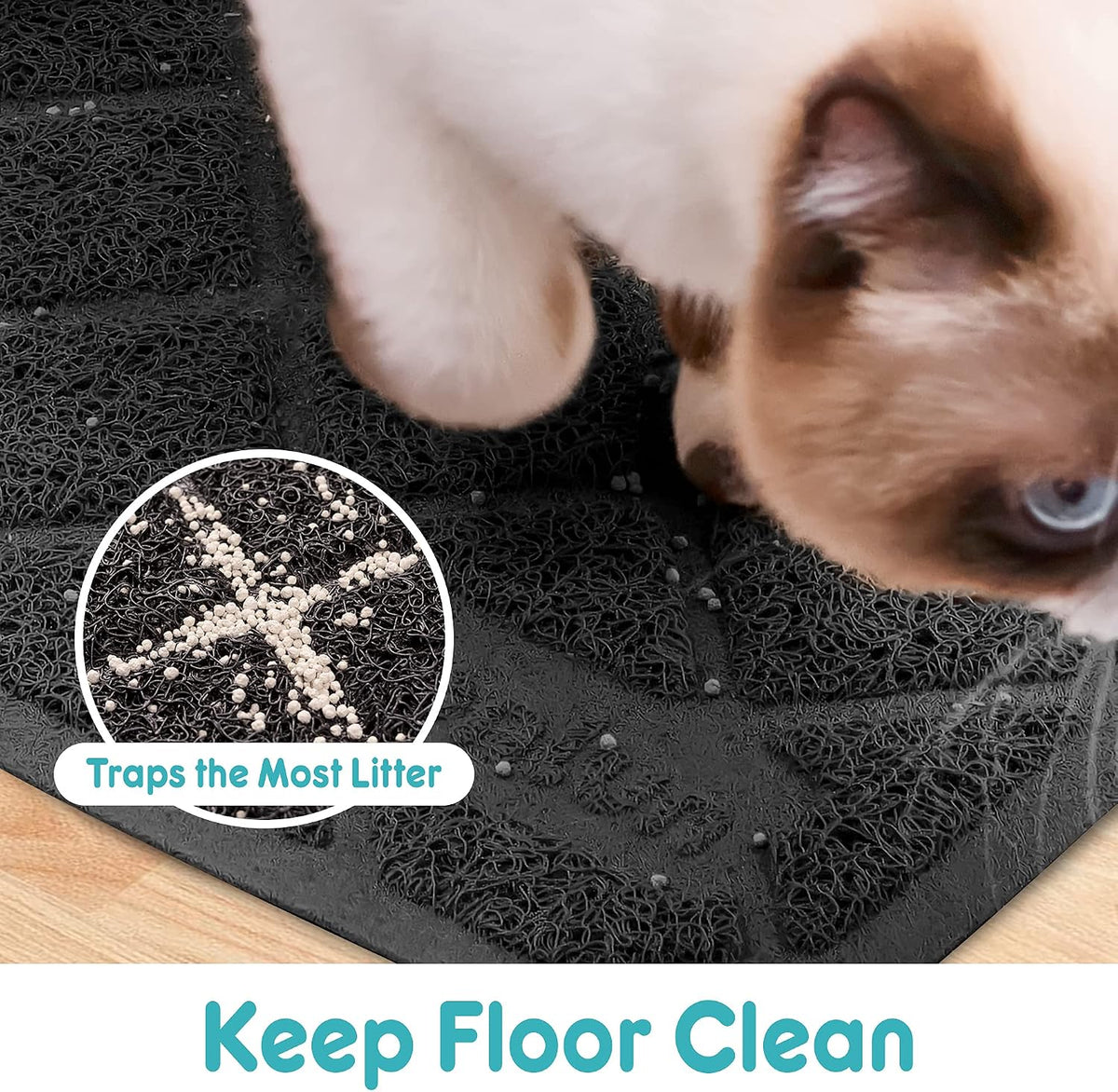 Conlun Cat Litter Mat Litter Trapping Mat - Black / Small (24" x 15") - image 3