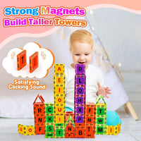 Windidi 48 piece magnetic letter tiles with uppercase and lowercase alphabet stickers - view 3