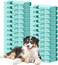 Tatuo 22 Pcs Dog Towels for Drying 20 x 40 Inch Pet Bath Towels - Teal / Bone Pattern