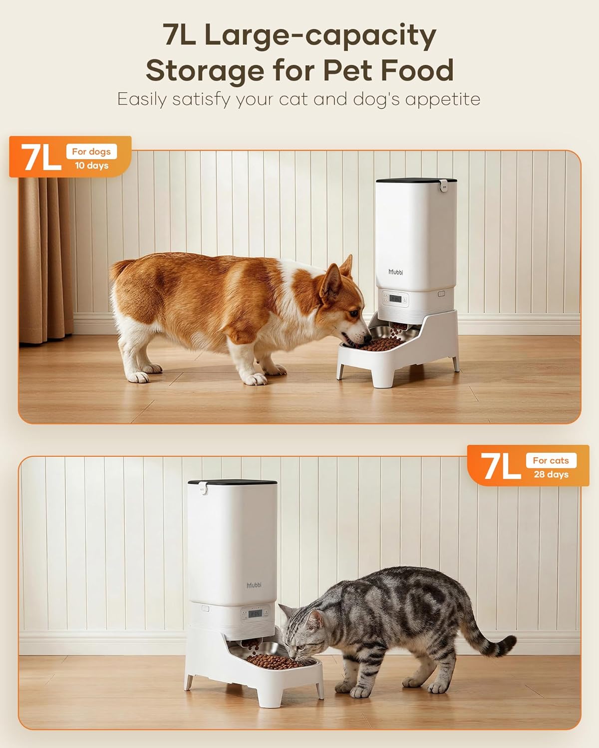Automatic Dog Feeder with Elevated Stand - White-7L Standard / Basic with Stand - image 3