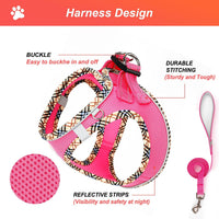 Hipubby Dog Harness Small Sized and Leash Set - Rose Red/Khaki Trim / XXS (Chest: 11"-12.5") - image 4