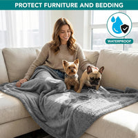 PetAmi Waterproof Dog Blanket for Medium Large Dog Pet, 60x40 - Medium 29 X 40 Inches / Light Grey Sherpa - image 3