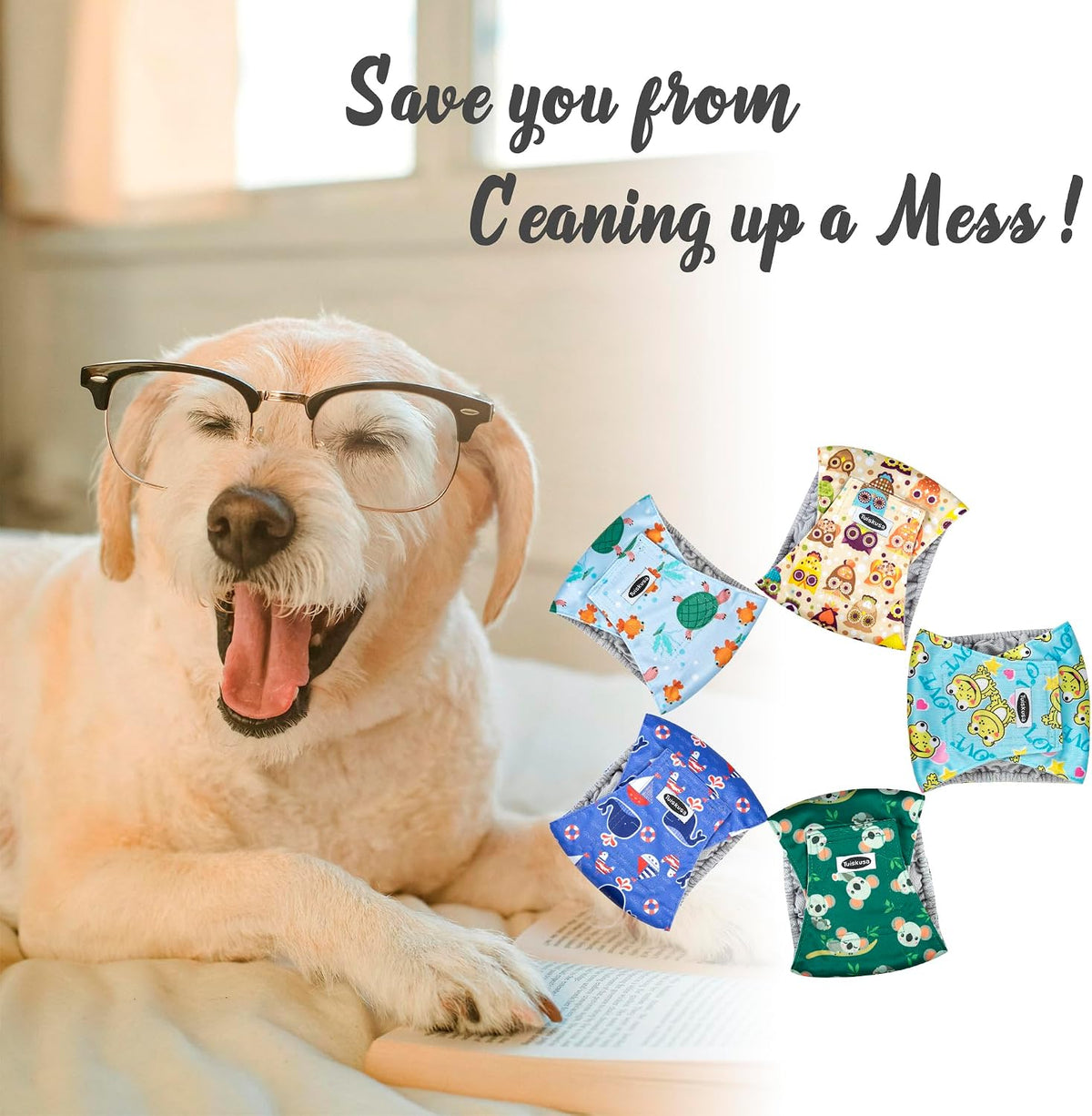 Tuiskusa Male Dog Diapers - Frogs Turtles / Small - image 2