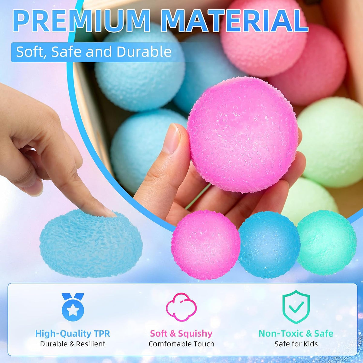 3pcs Squishy Textured Stress Balls Silky Fidget Toys - 3pcs-ball - image 3