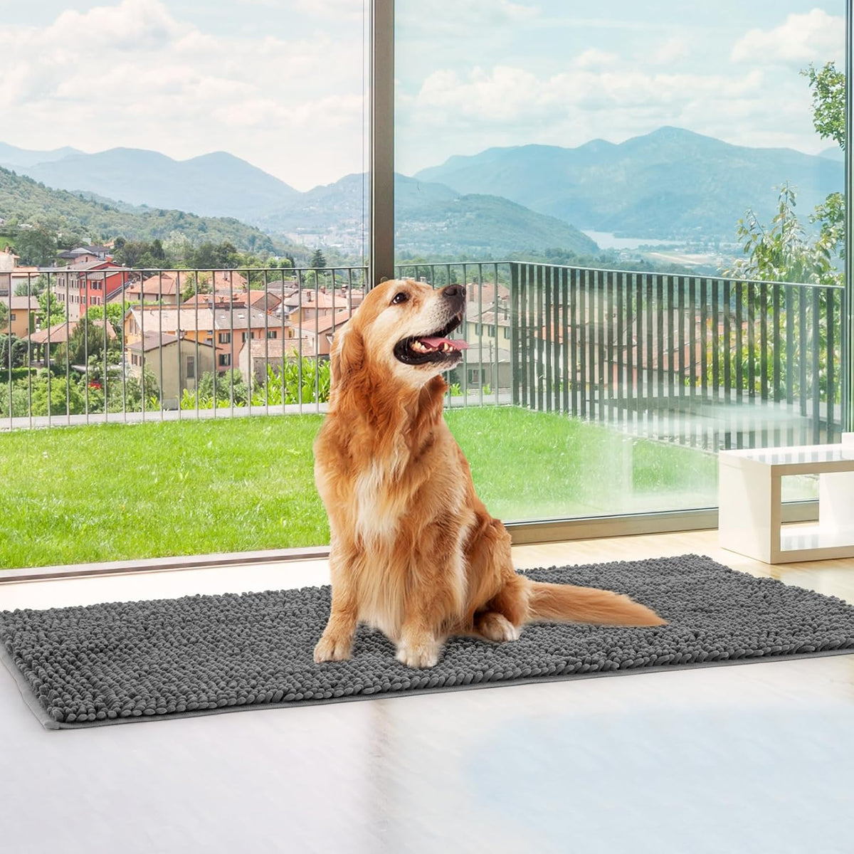 Absorbent Dog Door Mat for Muddy Paws - 72"L x 24"W x 1" Th / Dark Grey - image 2