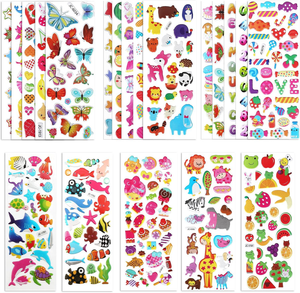 Puffy 3D Sticker for Kid & Toddler 500+ Variety Pack Cute Scrapbook - Basic Style 3