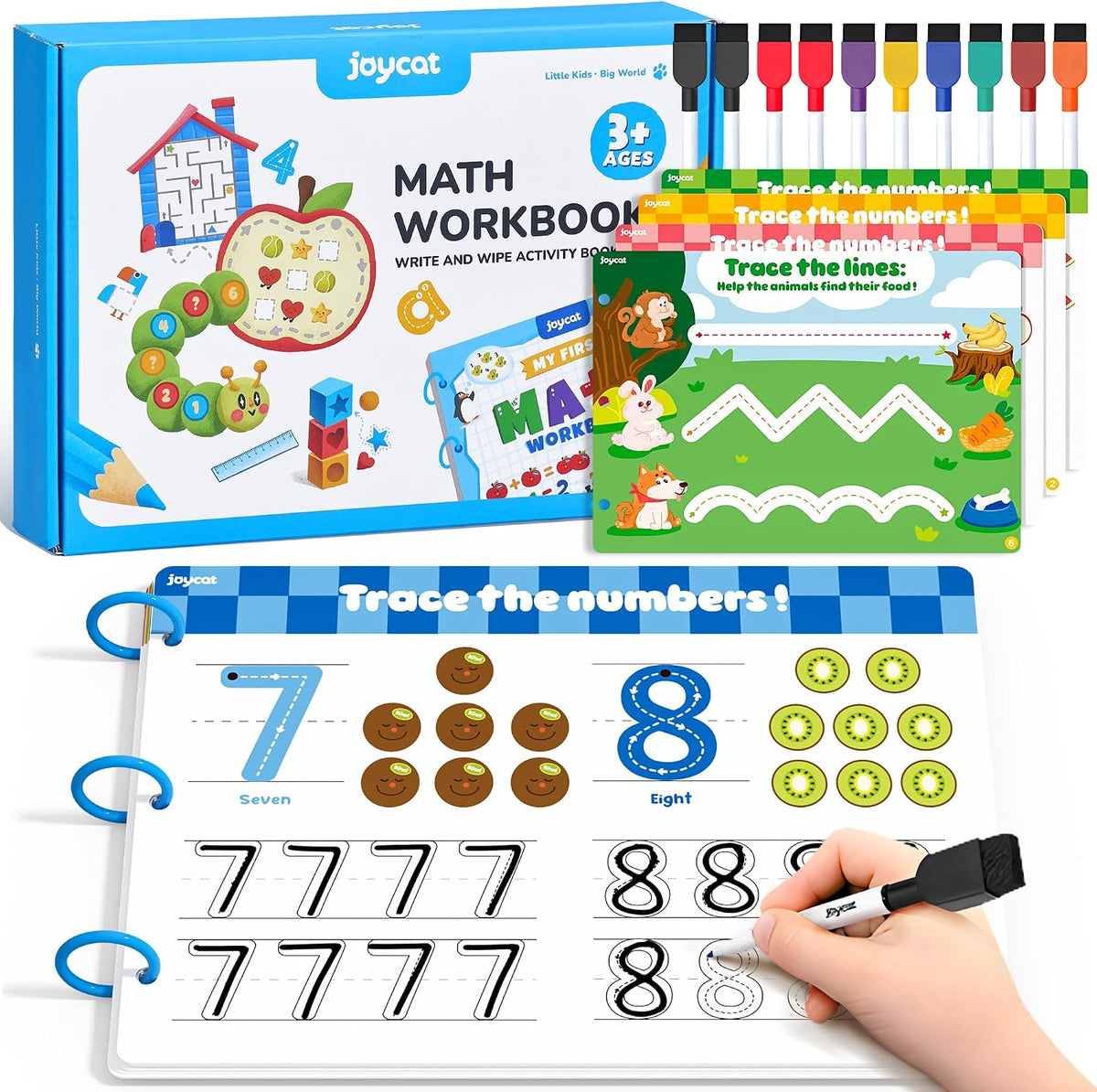 JoyCat seek and find activity book with dry erase markers, cloth and storage bag
