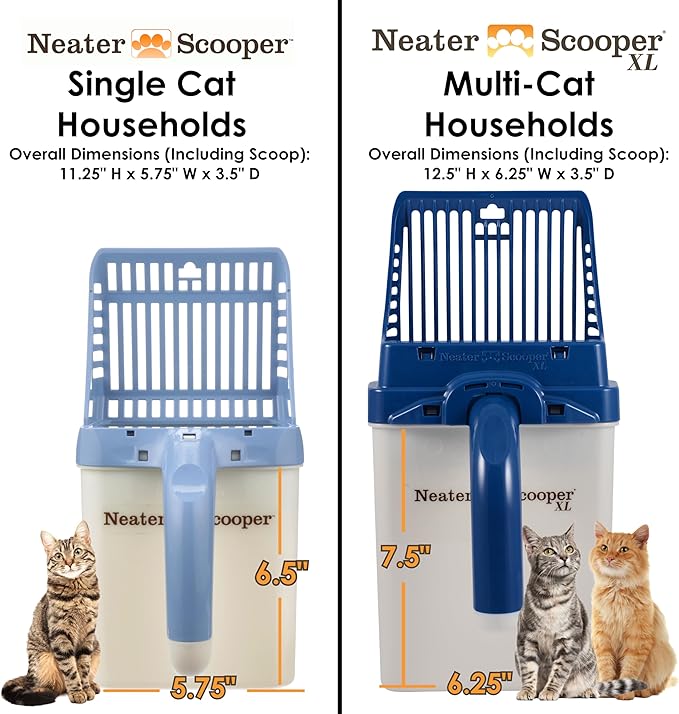 Neater Pet Brands Neater Scooper XL Cat Litter Scoop, 60 Refill Bags – Extra-Large Capacity Mess-Free Cat Litter Scooper with Bag for Large & Multiple Cats, Spill-Proof Litter Box Scooper with Holder