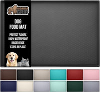 GORILLA GRIP 100% Waterproof Raised Edge BPA Free Silicone Pet Feeding Mat, Dog Cat Food Mats Contain Spills Protects Floors, Placemats for Cats and Dogs Water Bowl, Pets Accessories 16x10, Charcoal