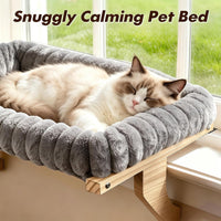 Cloud-Soft Wooden Cat Window Sill Perch with Zipper Cushion - Gray / Large - image 3