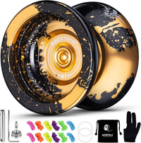 MAGICYOYO N11 Metal Yoyo Professional Responsive & Unresponsive Trick - Black golden
