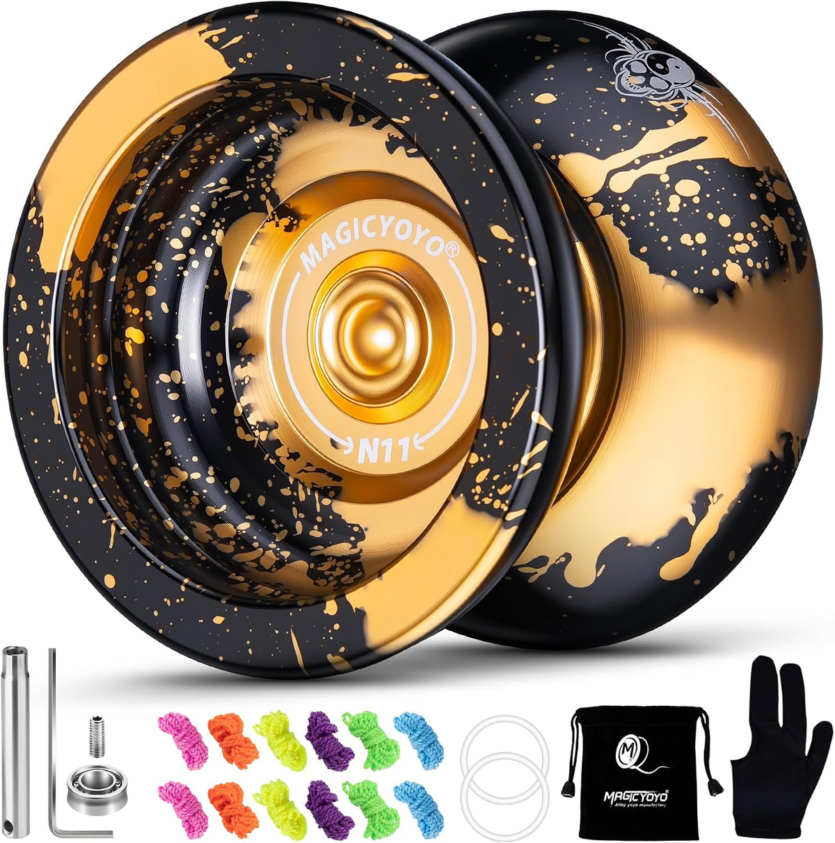MAGICYOYO N11 Metal Yoyo Professional Responsive & Unresponsive Trick - Black golden