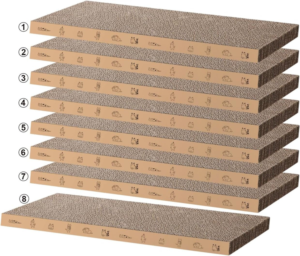 4 Packs in 1 Cat Scratch Pad with Box, Cat Scratcher Cardboard - 8 PCS