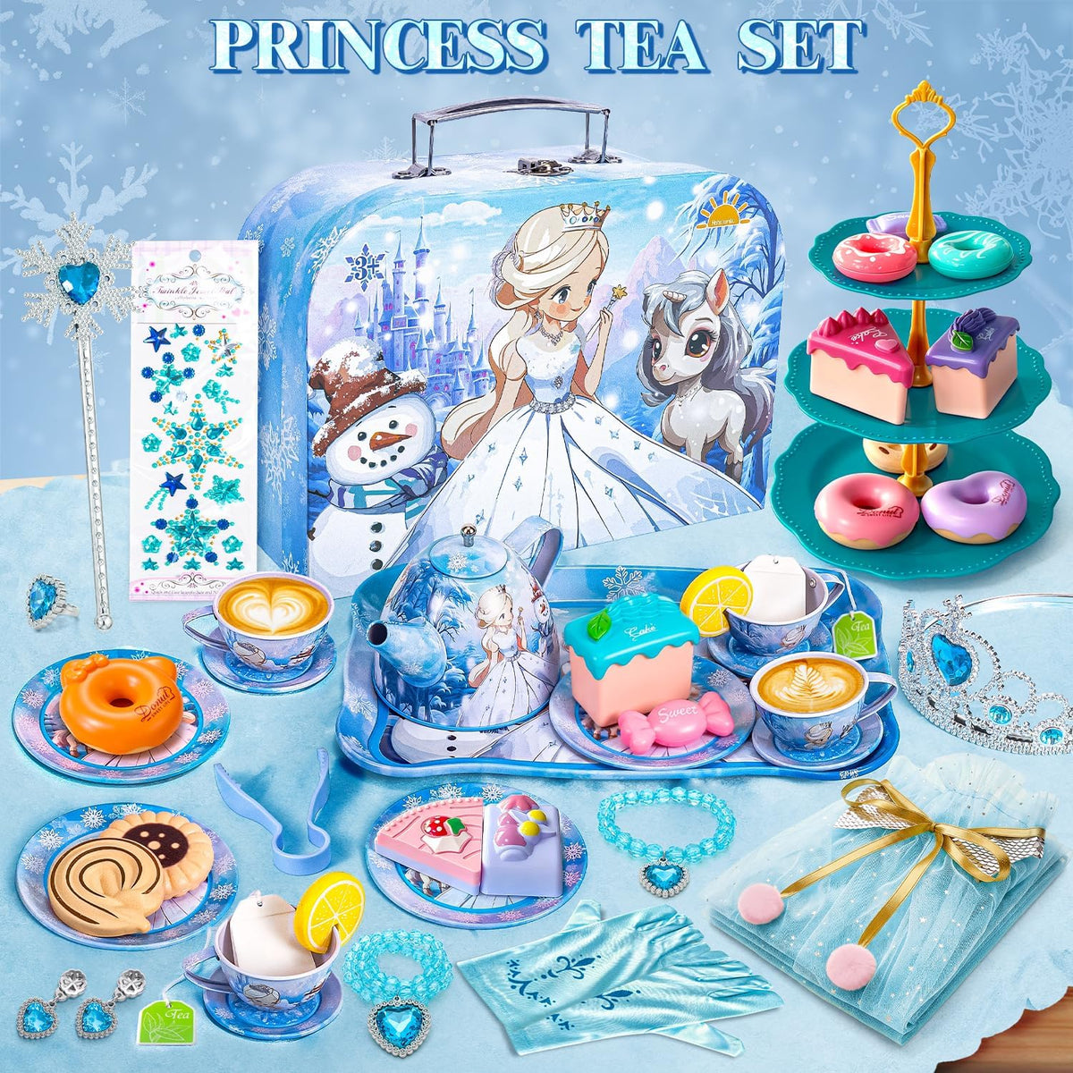 Hohosunlar Kids Tea Party Set for Little Girls Toddlers 3 4 5 6 7 8 – Fun for Kids & Family - Blue Plus - image 4