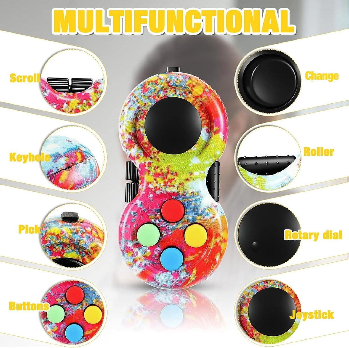 Skylety 2 Fidget Pad Game Controller Fidget Toy - Colorful and Black Style - image 3