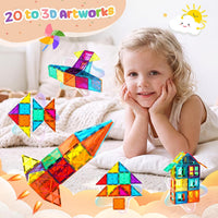 FNJO Magnetic Tiles, 100PCS STEM Building Blocks Toy Set for Kids – Fun for Kids & Family - 64PCS - image 2