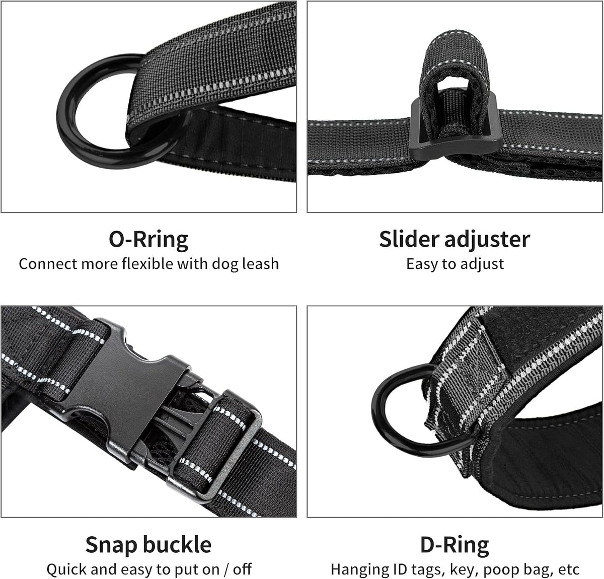 Annchwool No Pull Dog Harness with Soft Padded Handle - L / Black - image 3