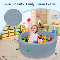 MEOGETY beige teddy fleece foam ball pit for toddlers with soft round walls - view 18