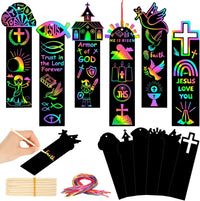 AUGSUN fall rainbow scratch art bookmarks with pumpkin and leaf designs - view 3