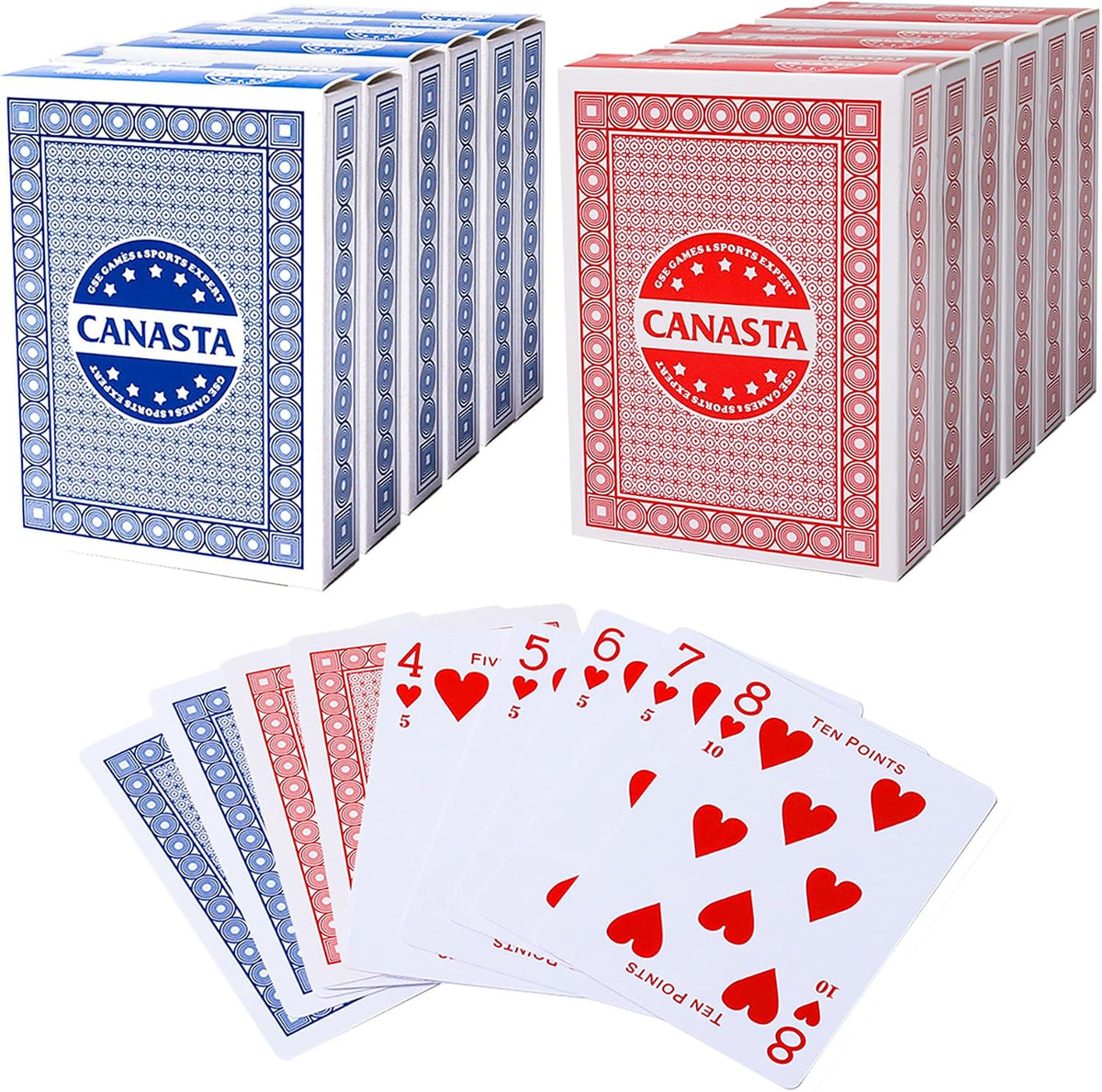 GSE canasta cards, 6-deck blue set with printed point values - view 5