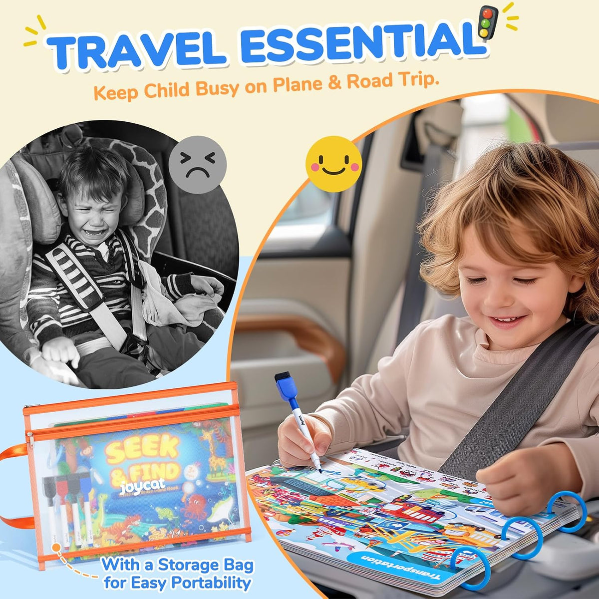 JoyCat seek and find activity book with dry erase markers, cloth and storage bag - view 23