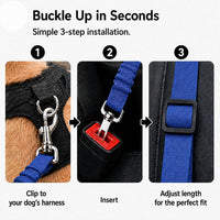 Dog Seat Belt 2Pcs, Retractable Pet Car Harness - Blue - image 3