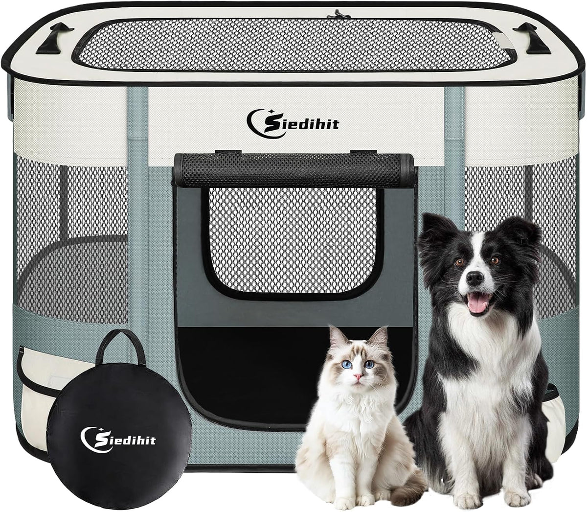 Siedihit 31" Dog Playpen, Cat Puppy Pen - Medium / Grey