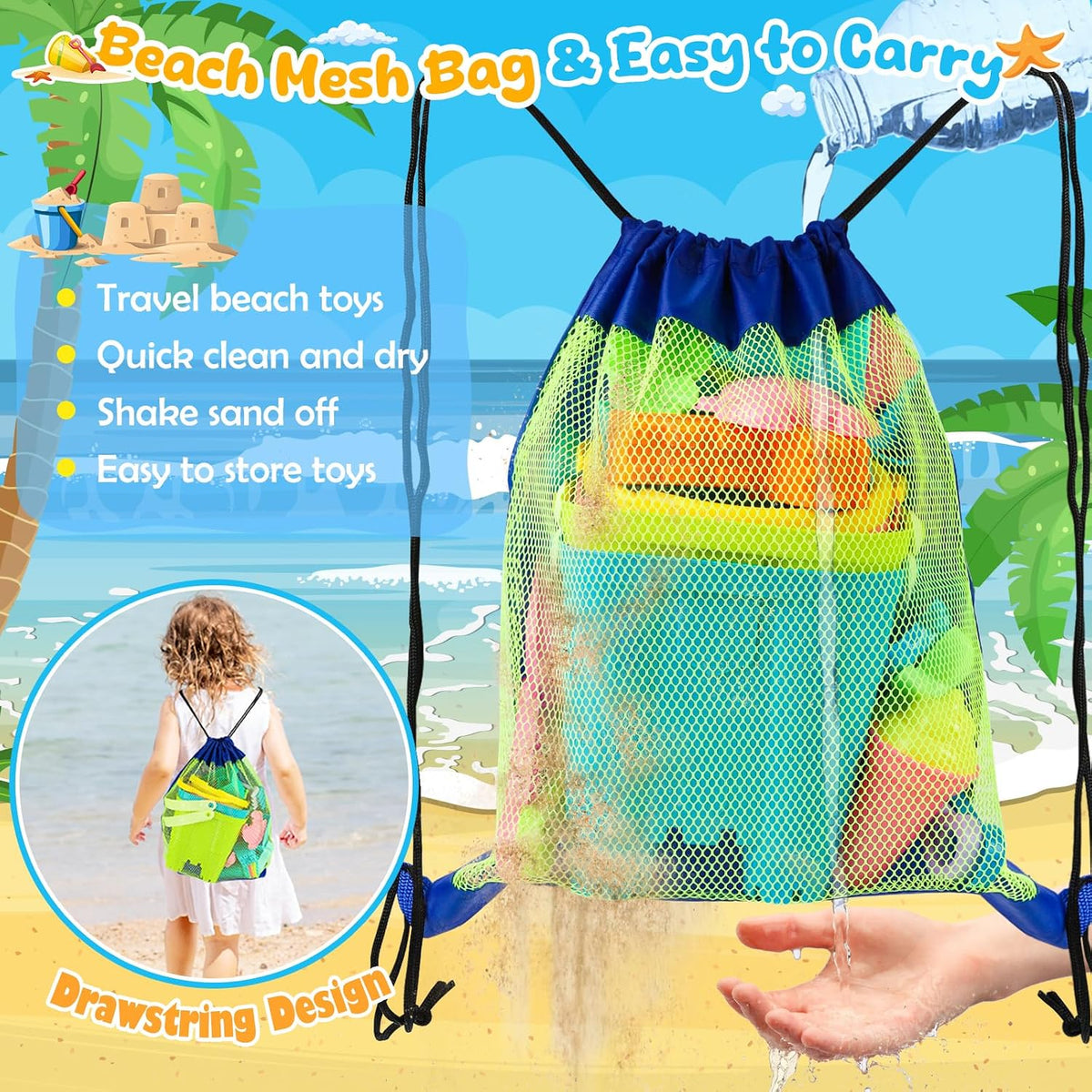 REZUCREY Beach Toys with 4 Castle Buckets - image 3