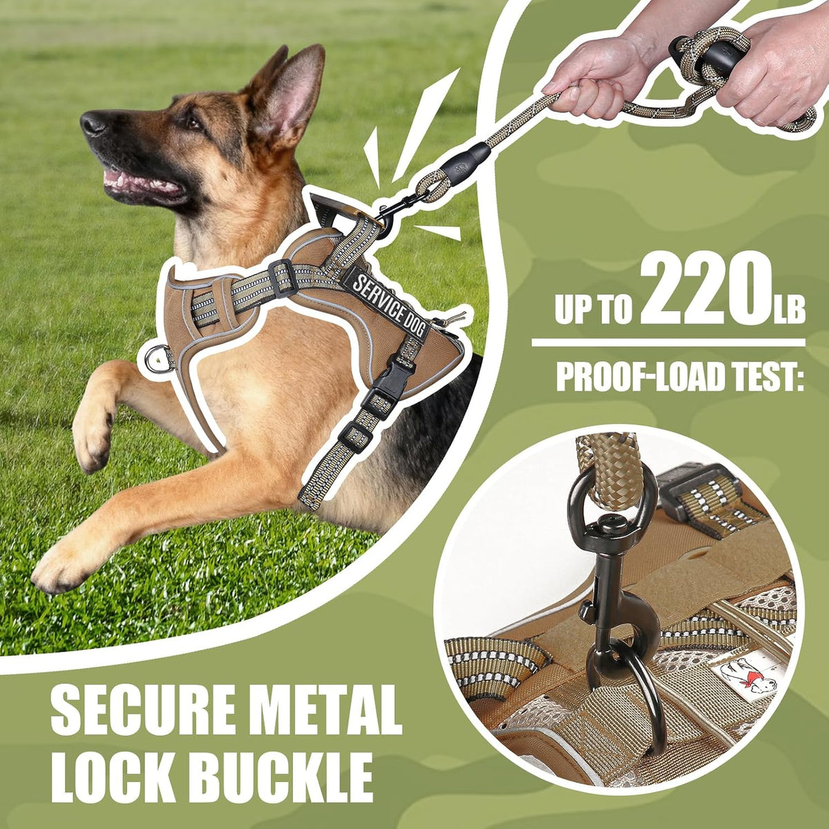 Dog Harness and Leash Set for Large Dogs - Khaki / S - image 3