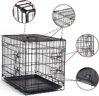 DONORO Dog Crates for Small Size Dogs Indoor Double Door Dog Kennels - Black / 42.0"L x 28.0"W x 31.0"H - image 3