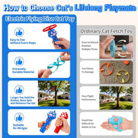 Cat Toy Disc Launcher, Rechargeable Interactive Cat Fetch Toy Launcher with 8 Flying Discs, Flying - Blue - image 2