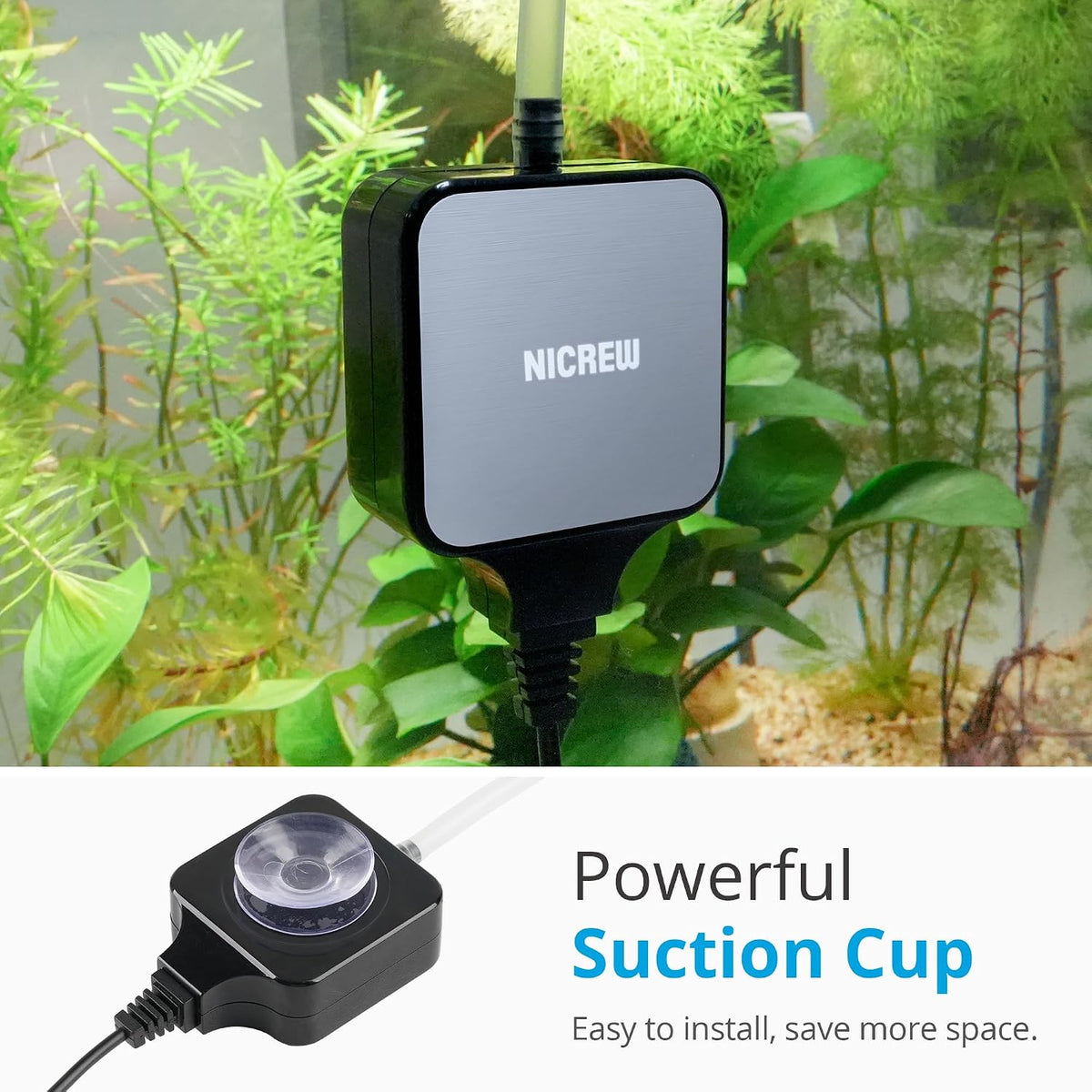 NICREW Nano Silent Aquarium Air Pump - up to 20 gallon / Black - image 4