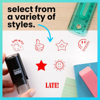 ExcelMark Round Teacher Stamp, RED Ink - THUMBS UP - image 3