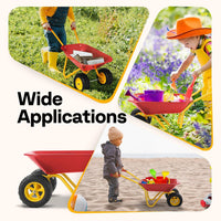 VIVOHOME kids wheelbarrow with two wheels, metal frame and plastic shovel - view 4